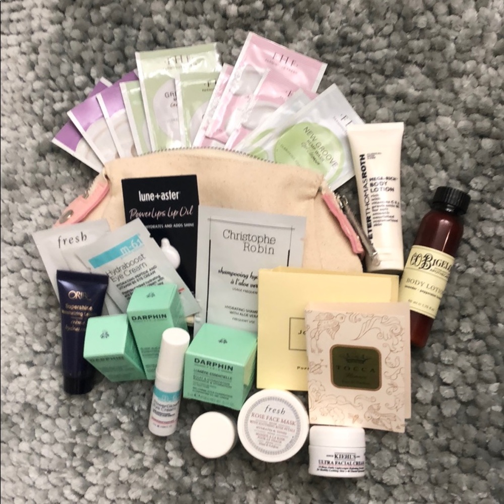 High-End Skincare Samples with Makeup Bag